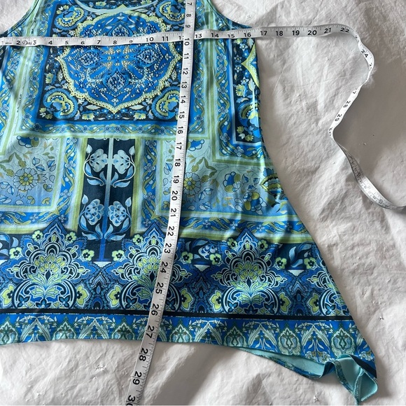 Vintage Y2K Boho Fairy Blue Green Beaded Mandala Tank Top Size S Phoebe Buffay - Picture 9 of 10